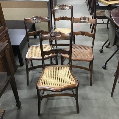 Set of Four Thatched Seat Decorative Chairs