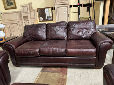 777312 Leather Couch 3 Seater 