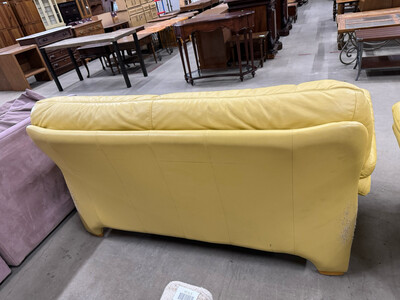 777336 Yellow 2-Seater Leather Couch