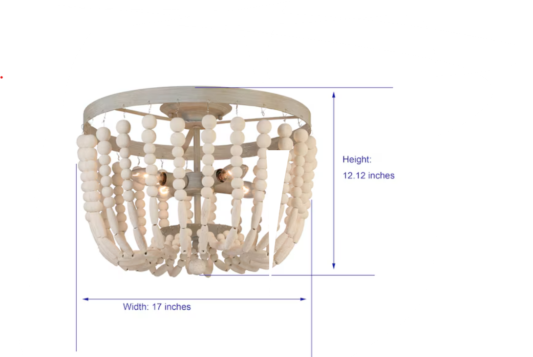 LIGHT 777638=allen + roth Cait 4-Light 17-in Antique Off-white Flush Mount Light