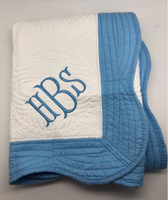 Baby's Embroidered Monogrammed Baby Quilt