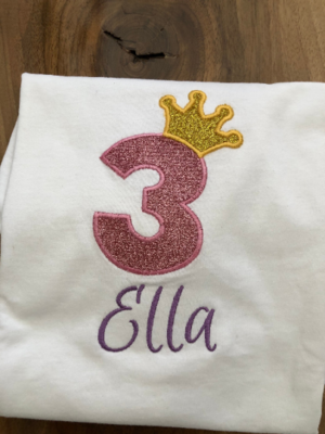 Embroidered Girl's Glitter Birthday Shirt