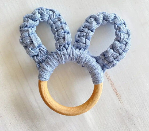 Macrame Bunny Ears Teething Ring