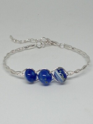 bracelet tressé bleu  1 brin