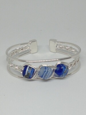 bracelet tressé bleu 5 brins