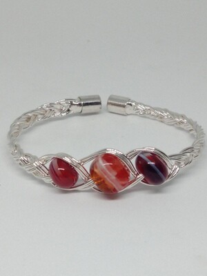 bracelet tressé rouge 3 brins