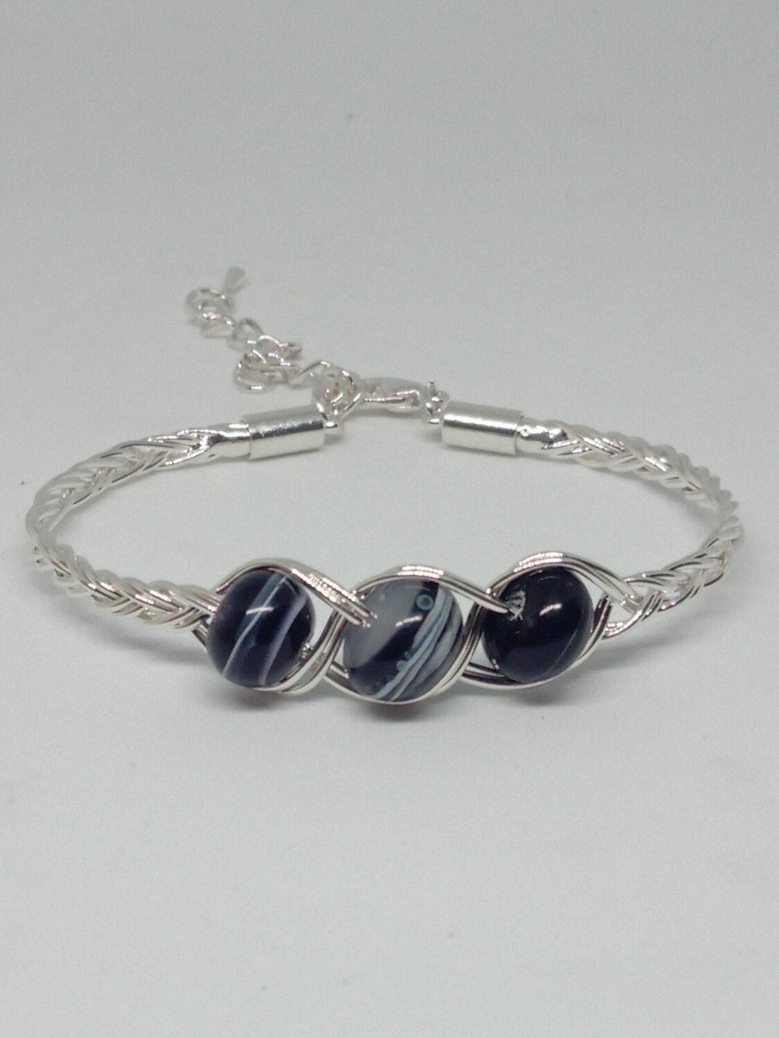 bracelet tressé noir 2 brins