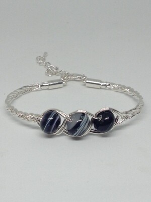 bracelet tressé noir 2 brins