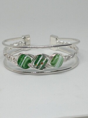 bracelet tressé vert 5 brins