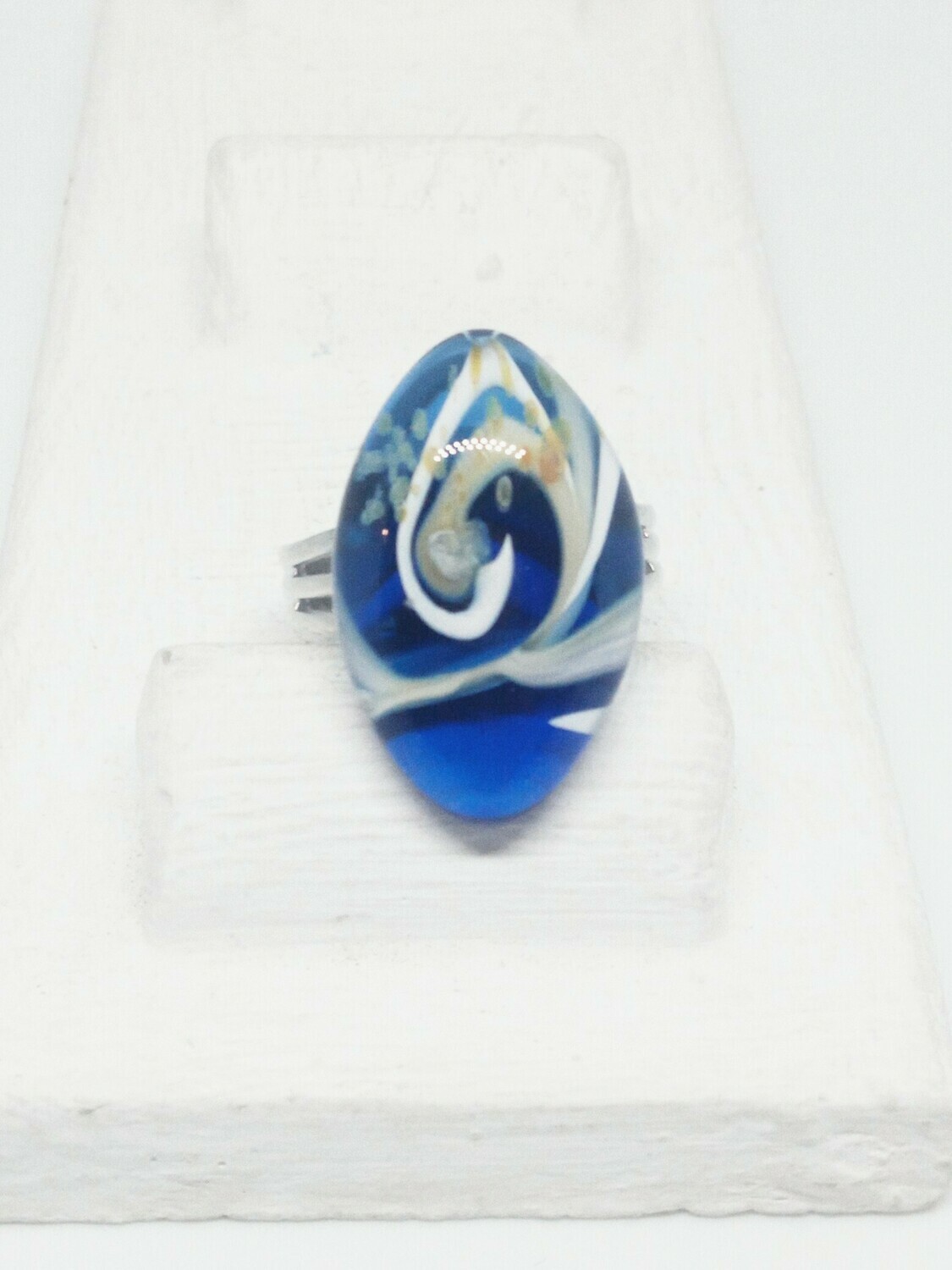 Bague allongée bleue