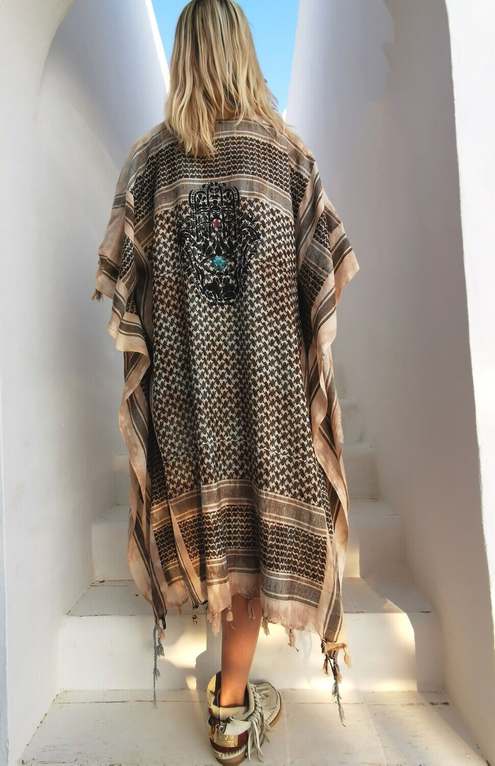 Batik Kimono Oversize  HAND of FATIMA beige/brown/grey