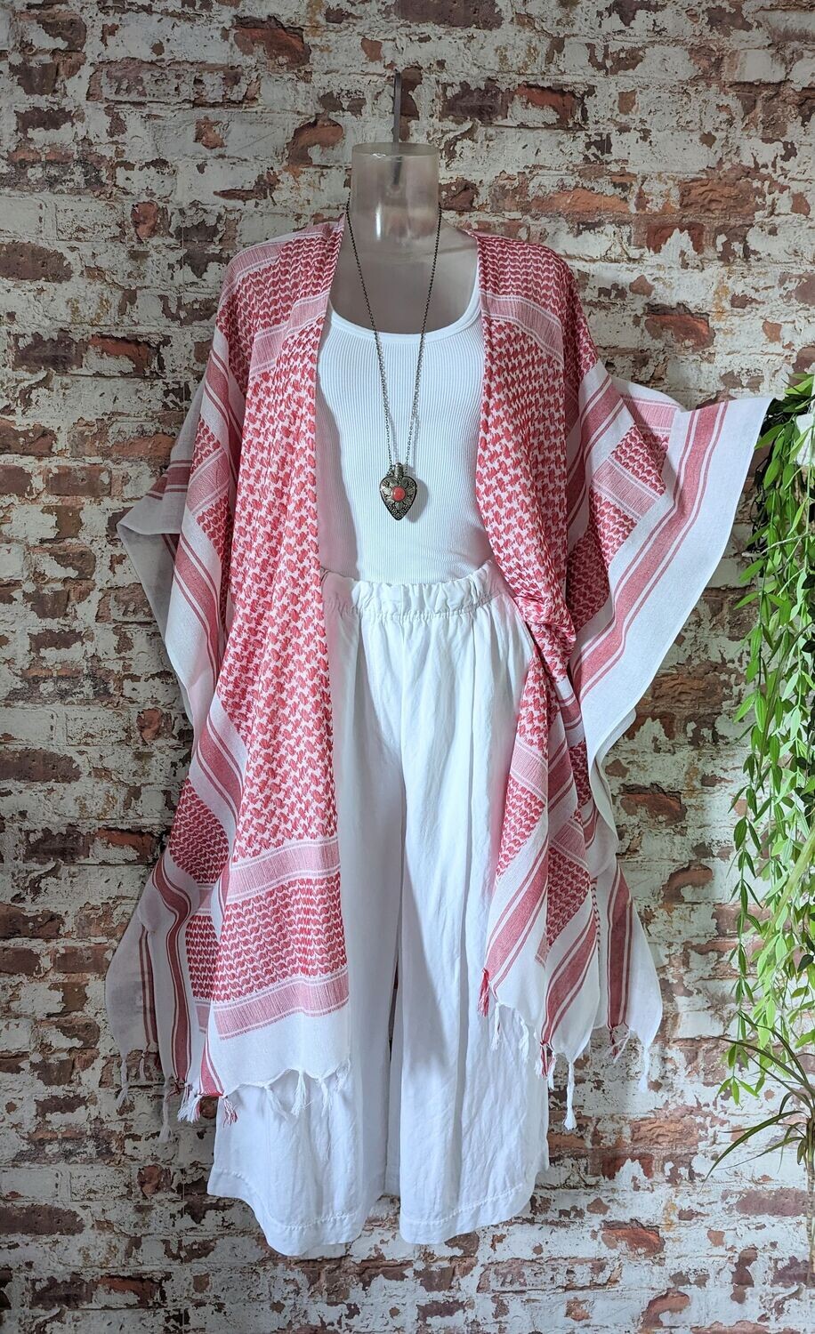 OVERSIZE Kimono weiß/rot