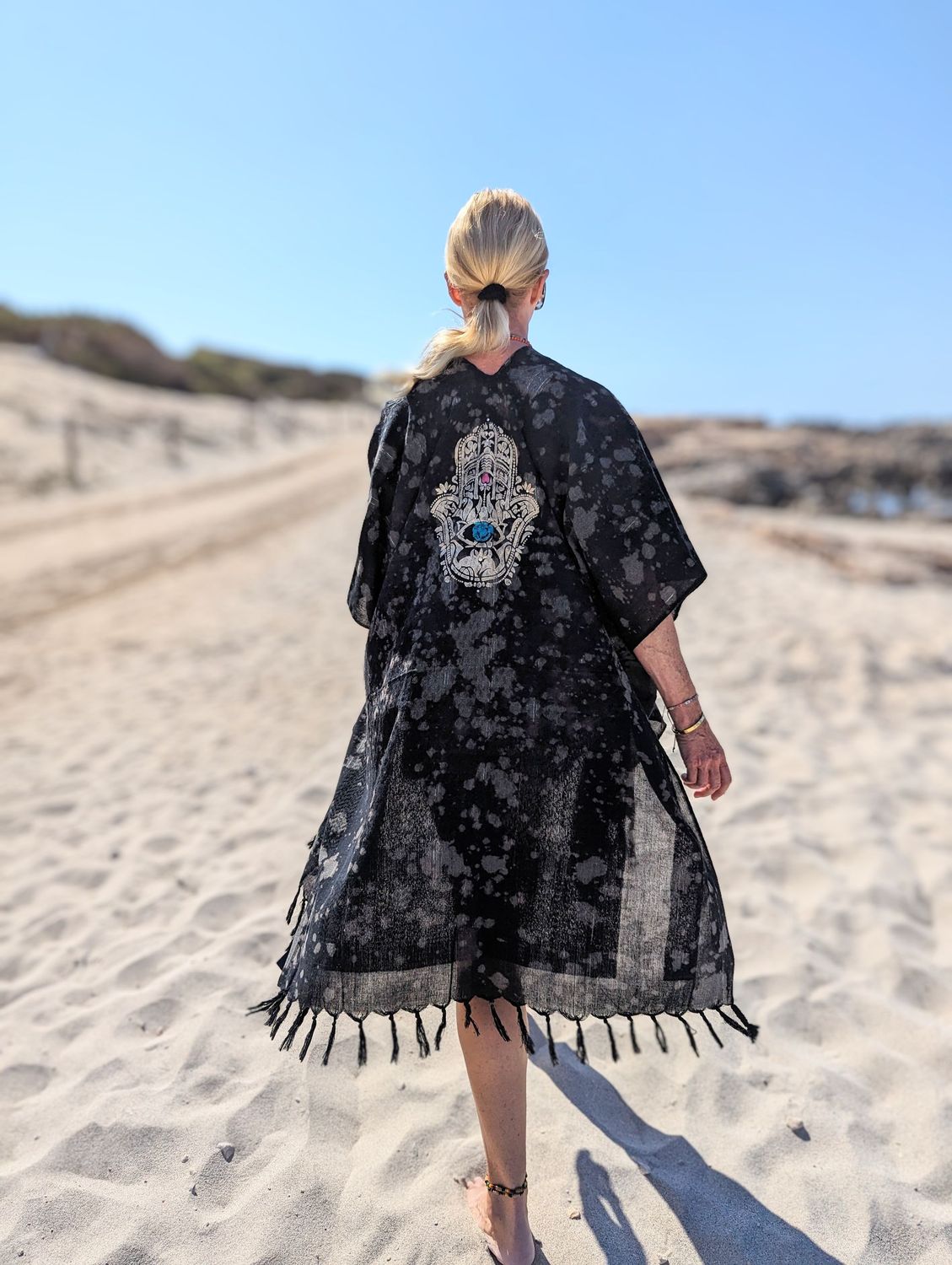 Batik Kimono Oversize Kimono Hand of Fatima gold