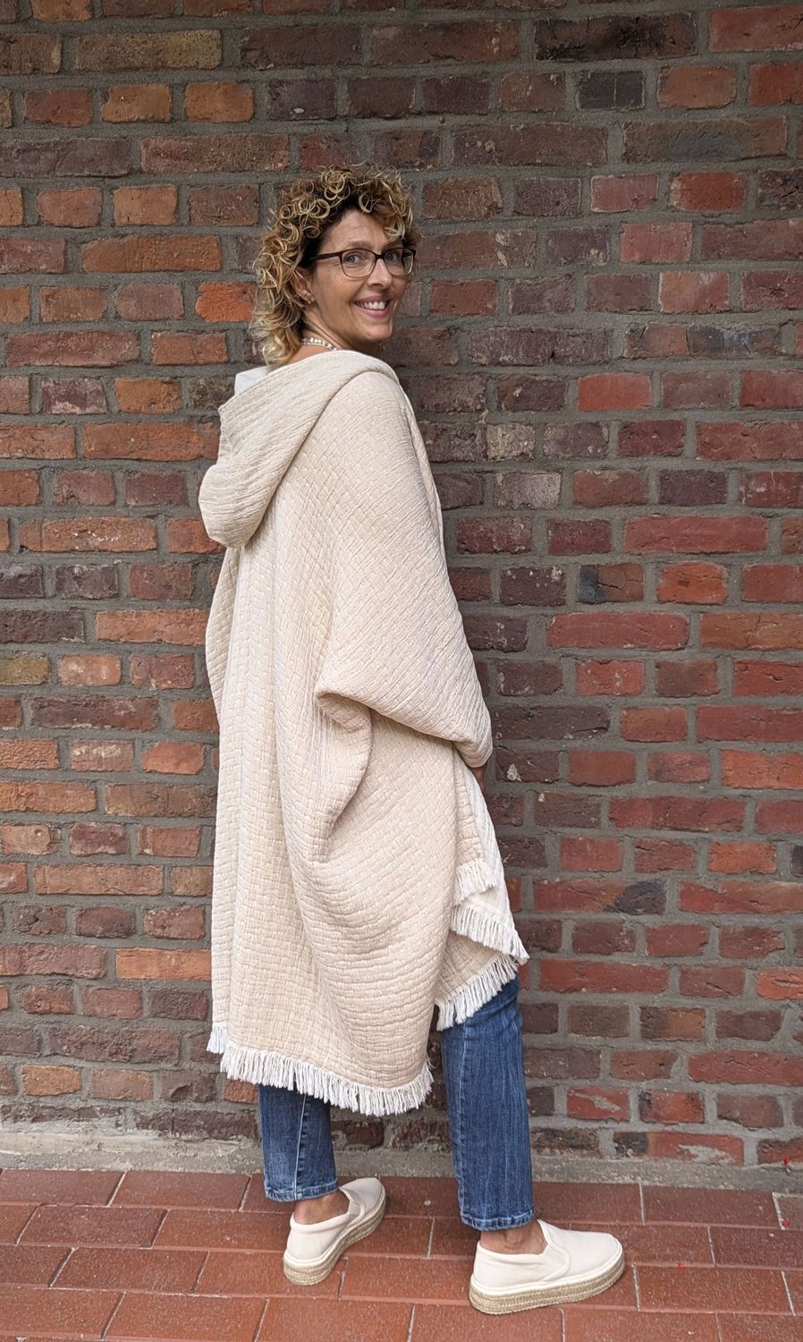 Musselin Oversize Mantel BEIGE