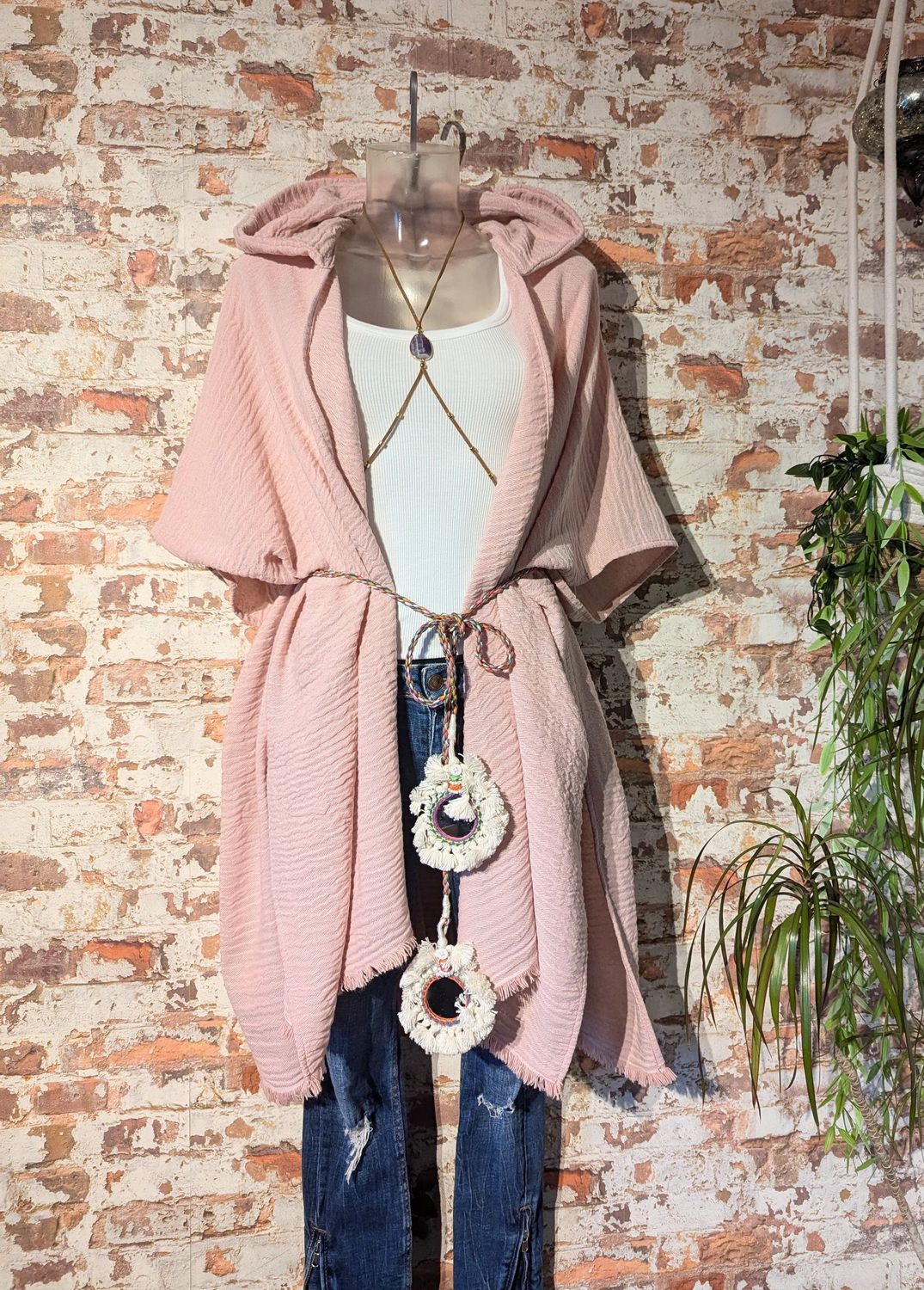 Musselin Oversize Kimono mit Kapuze