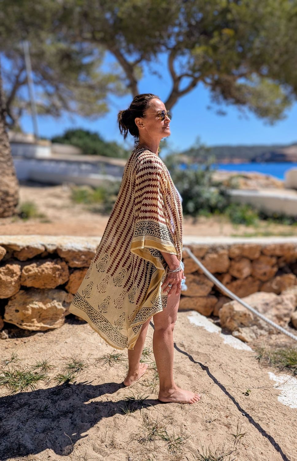Ethno Kimono creme-schwarz
