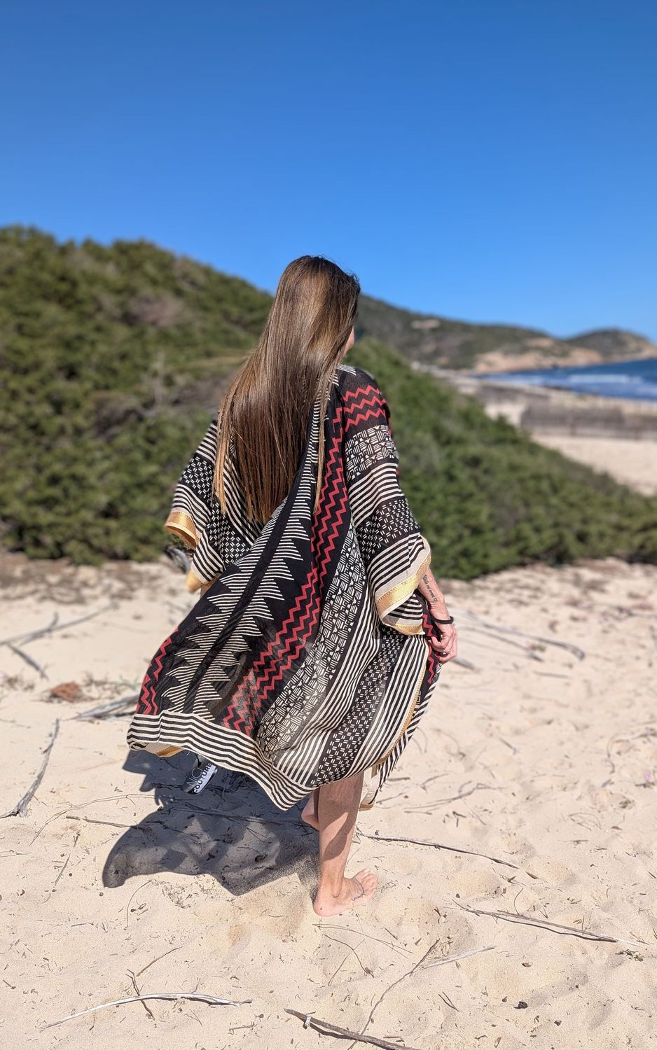 Ethno Kimono schwarz-creme