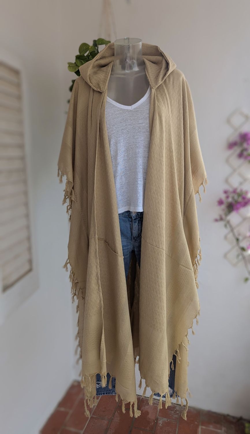 MEN Pali-Kimono mit Kapuze BEIGE
