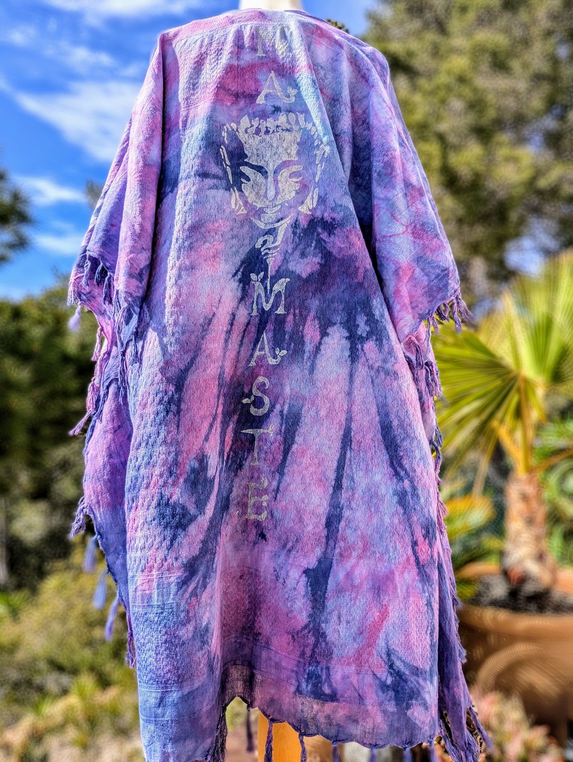 Batik Kimono NAMASTE blau/pink