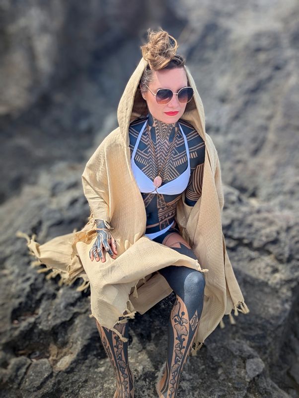 Pali-Kimono mit Kapuze BEIGE