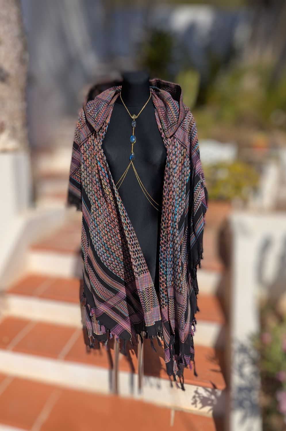 Kimono multicolor mit Kapuze