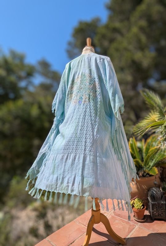 Batik Kimono pastell mint medium