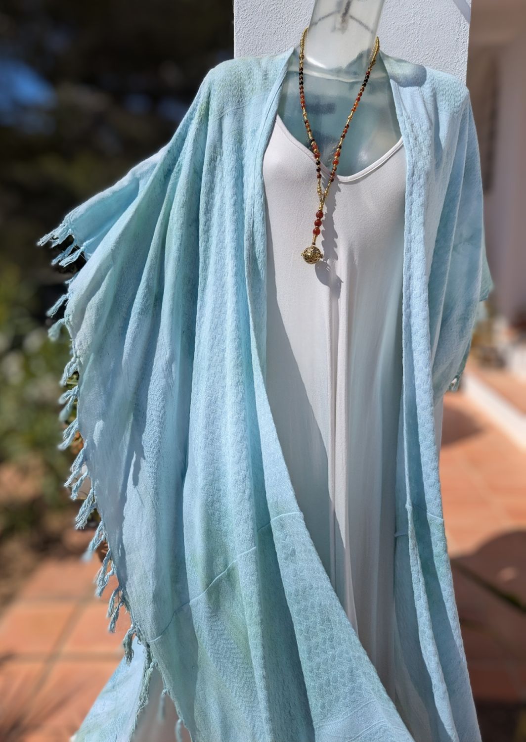 Batik Kimono pastell mint long