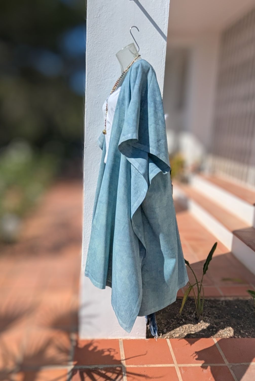 Oversize Kimono batik blau 