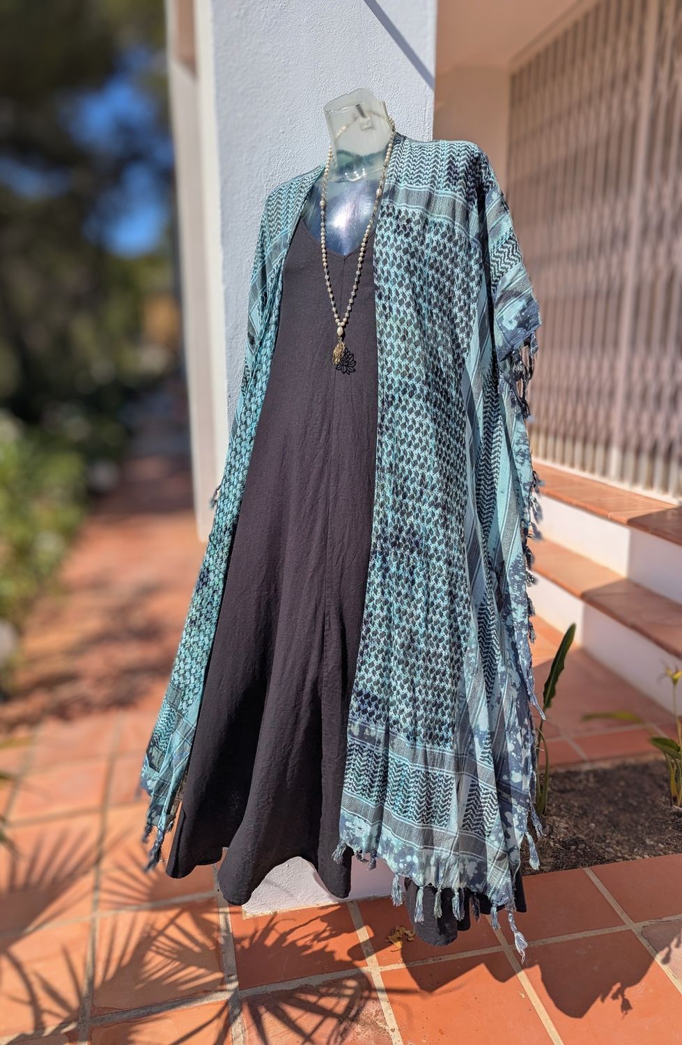 Batik Kimono light blue long