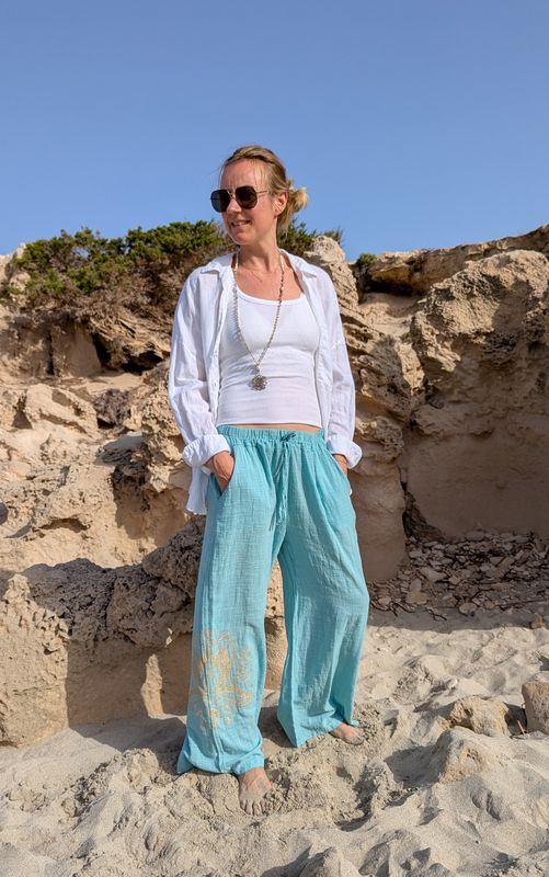 Baumwolle-Leinen Hose mit Bild Baumwolle-Leinen Hose mit Bild