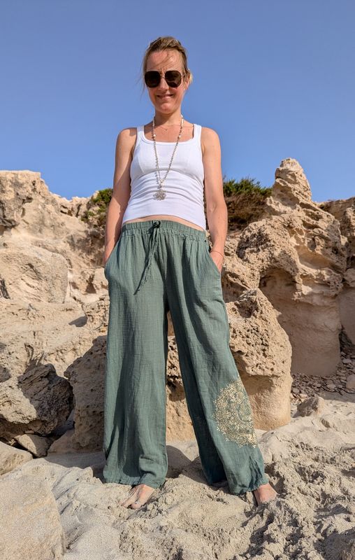 Baumwolle-Leinen Hose mit Bild Baumwolle-Leinen Hose mit Bild