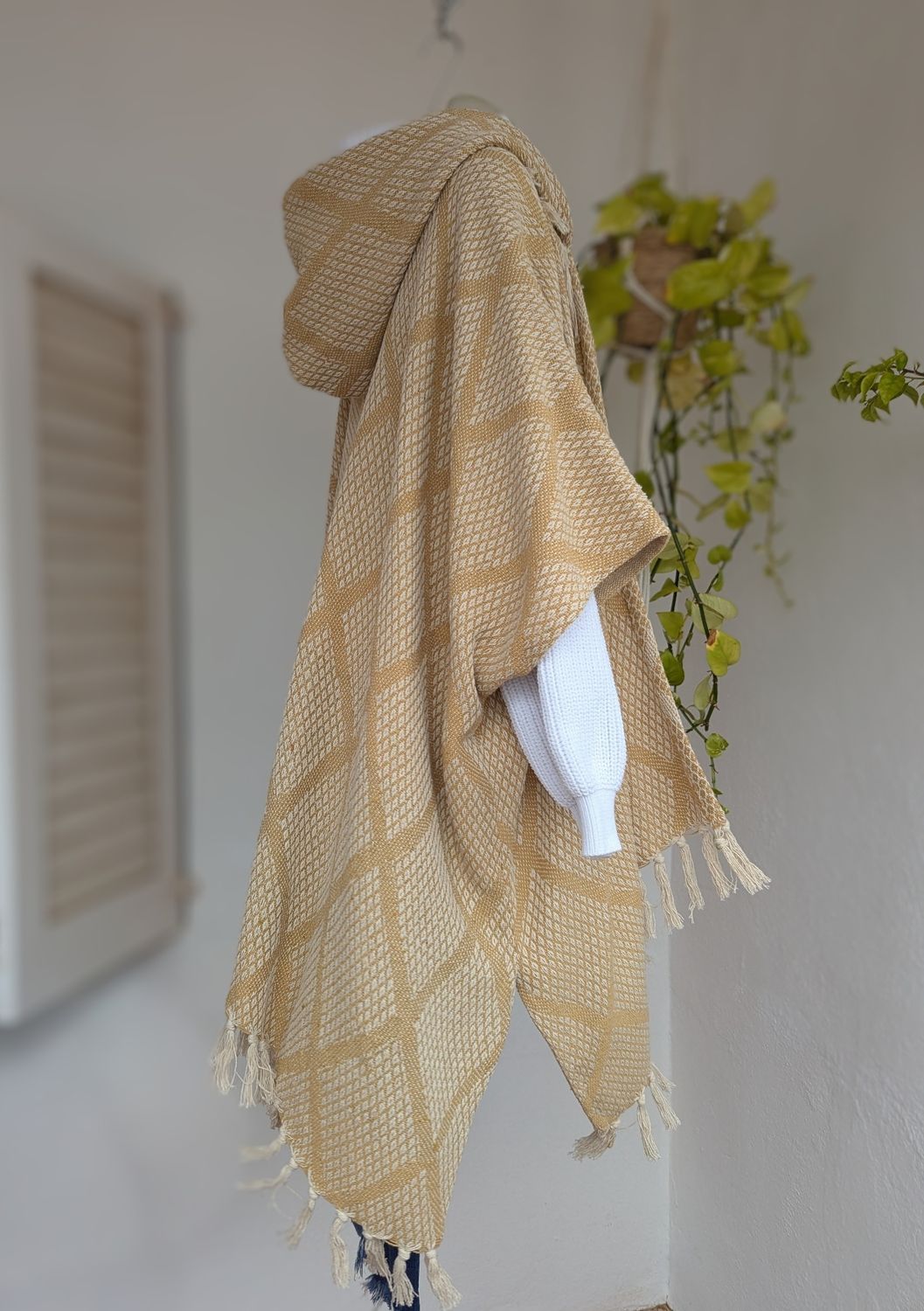 Oversize Poncho ocker-gelb