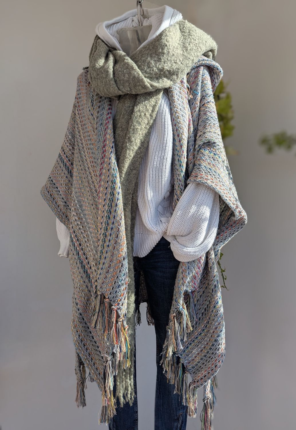 Oversize Poncho grau