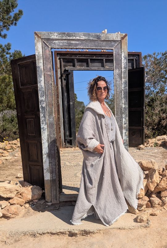 Musselin Oversize Mantel lang