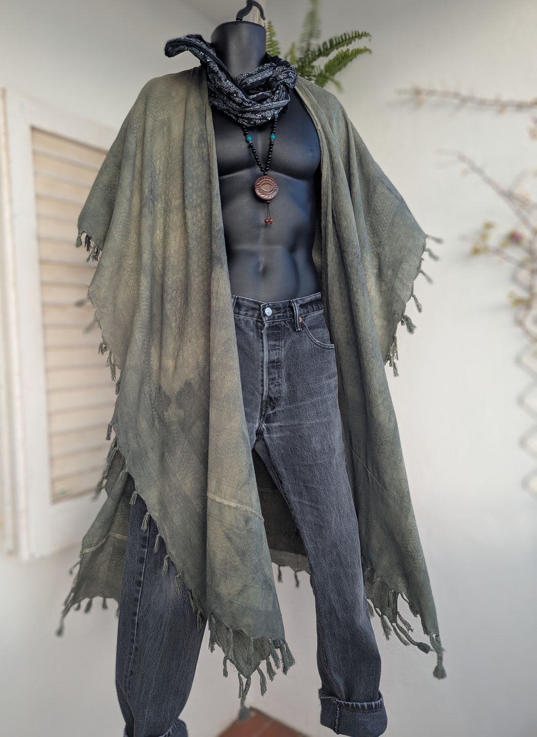 MEN Batik-Kimono grau/beige