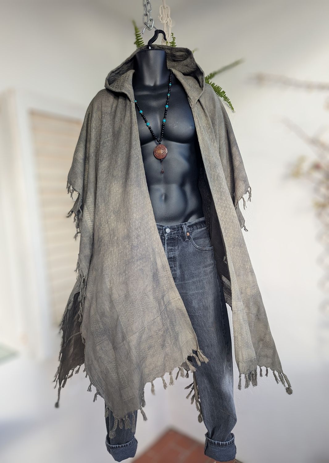 MEN Batik-Kimono grau/beige