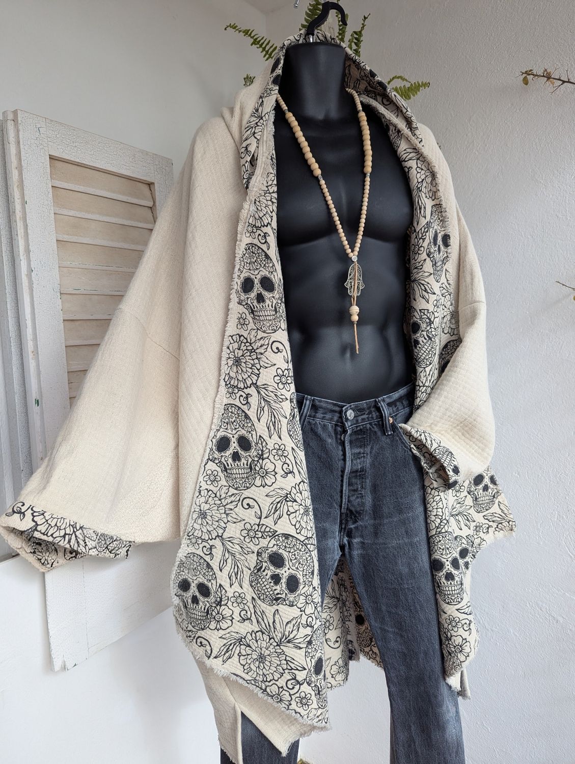 Musselin Mantel beige Musselin Mantel beige