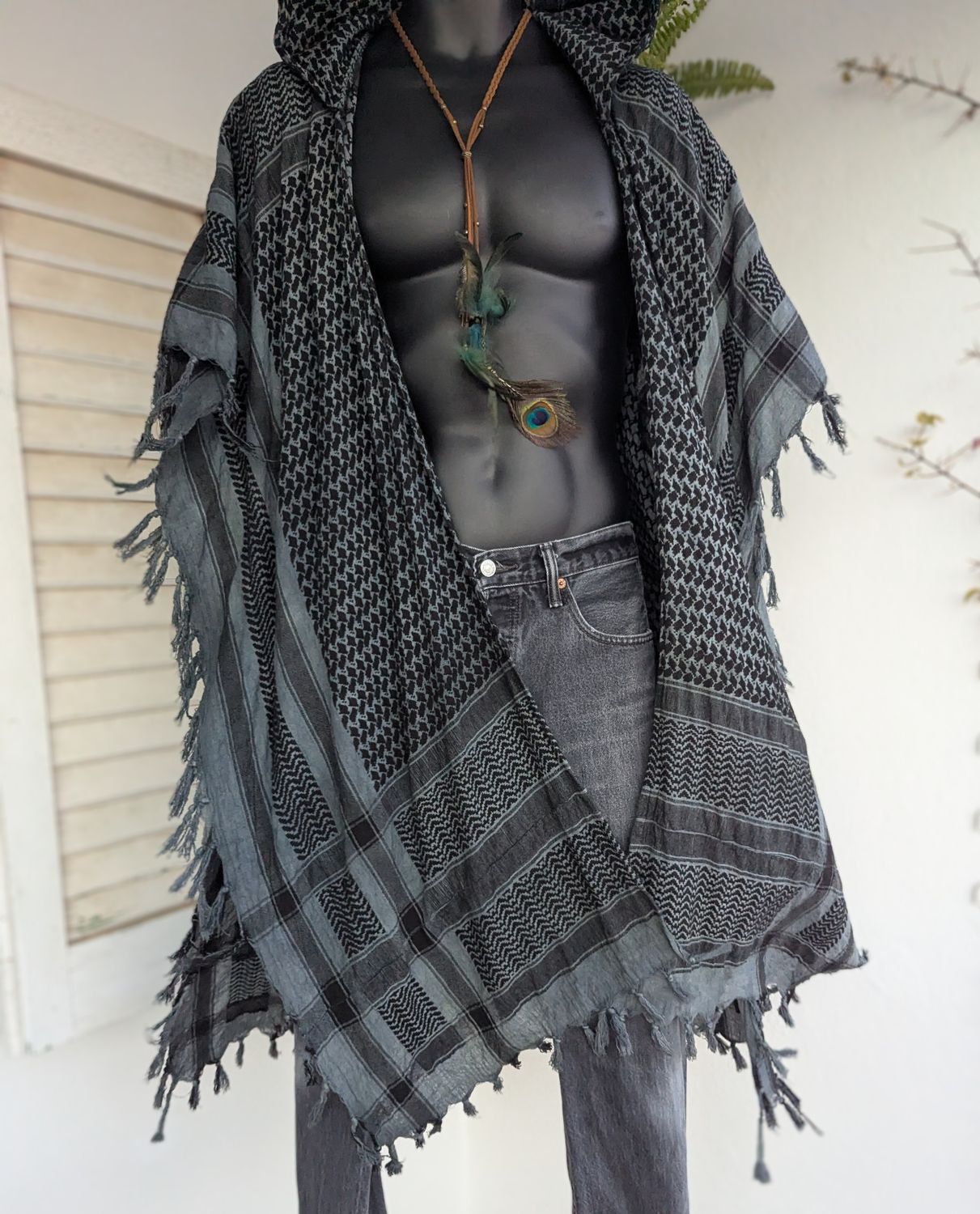 Batik-Kimono Kapuze grau