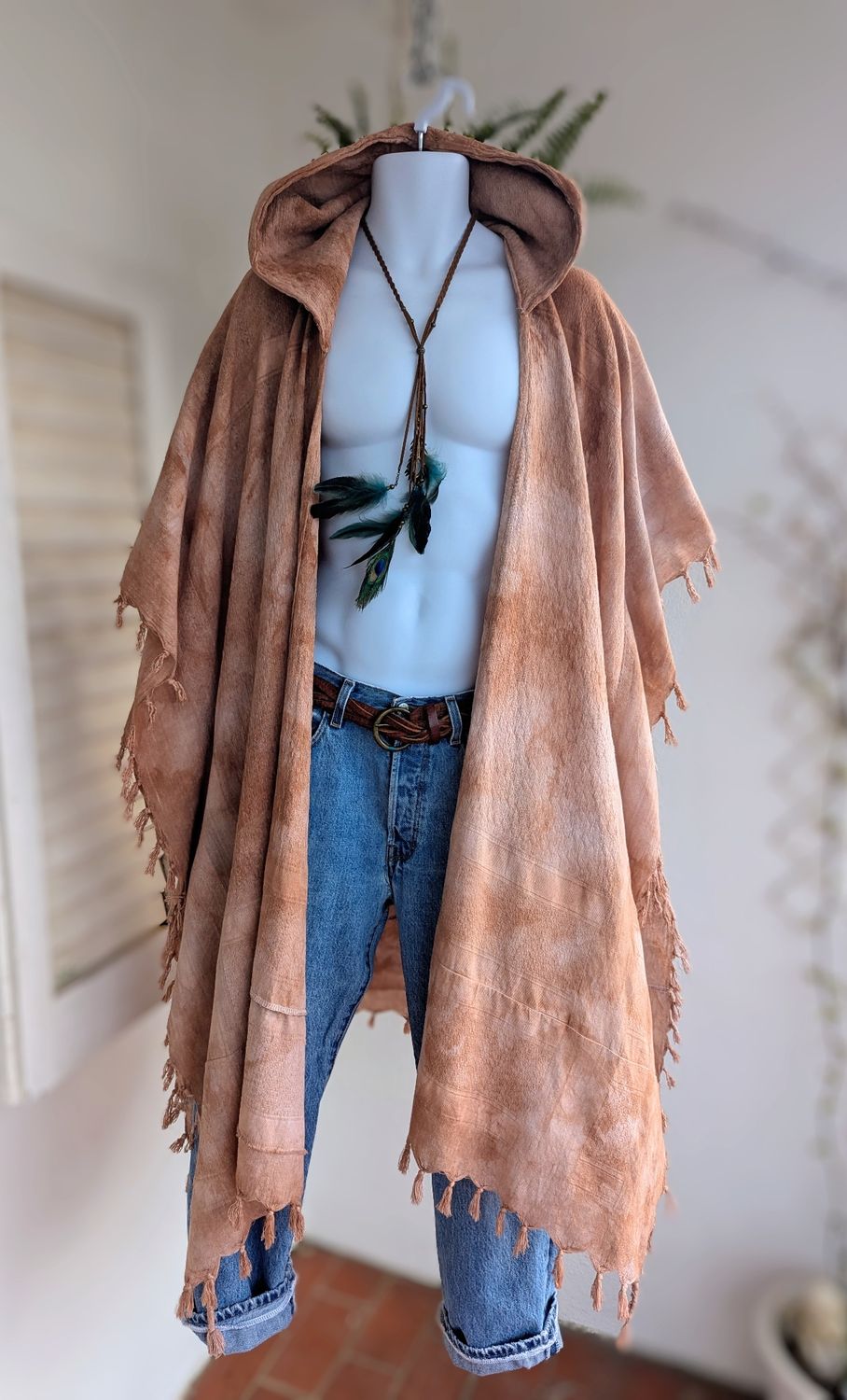 Batik-Kimono Kapuze braun