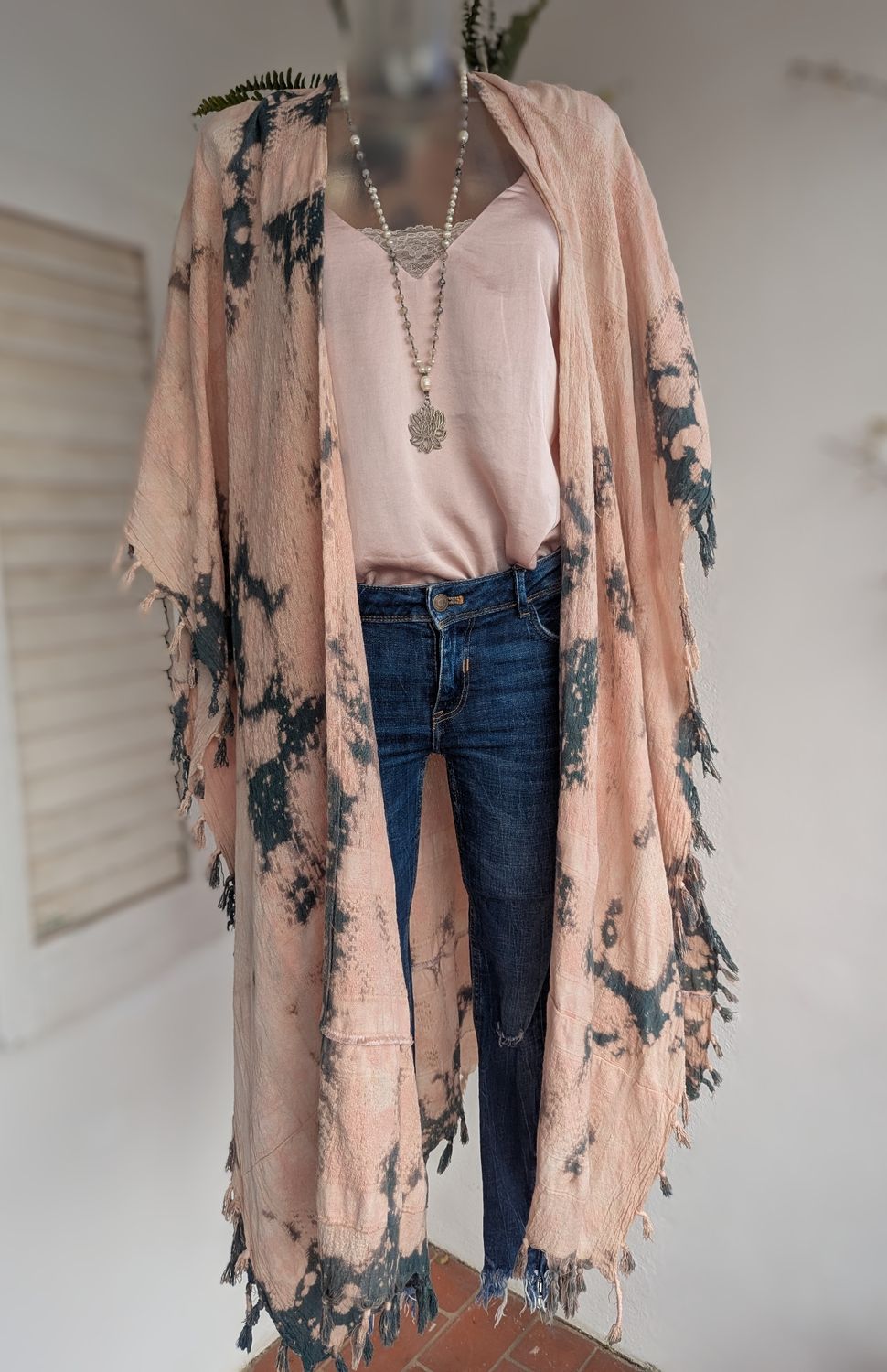 Batik Kimono grey-rosé