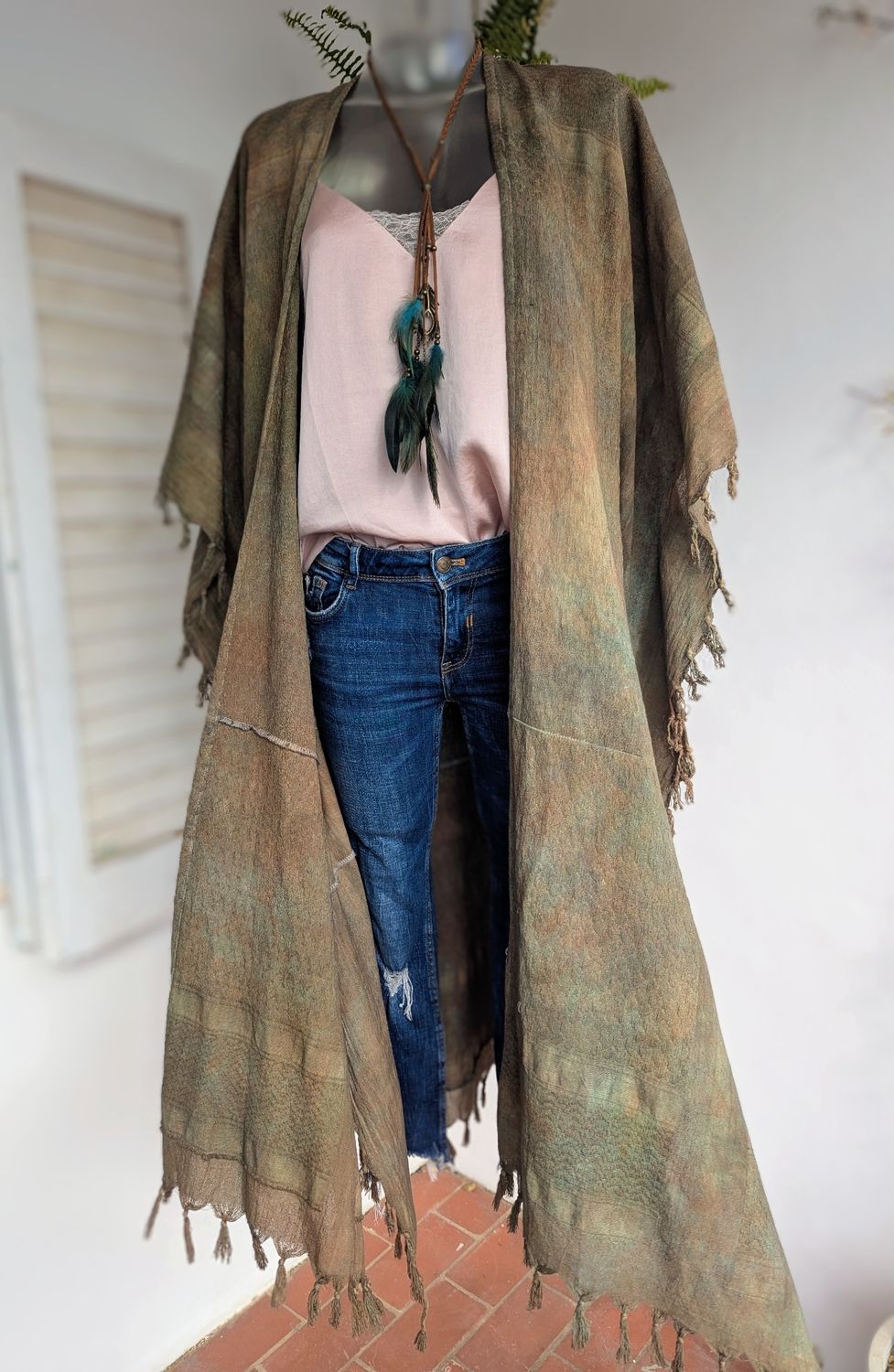 Batik Kimono grün/braun