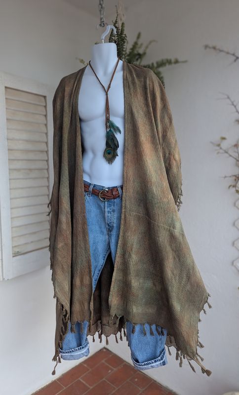 Batik-Kimono braun/grün/beige