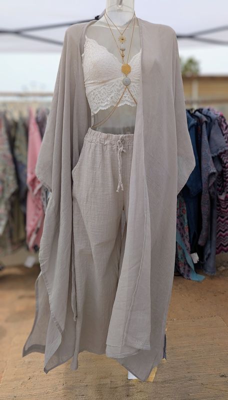 Oversize Leinenkimono hellgrau Oversize Leinenkimono hellgrau