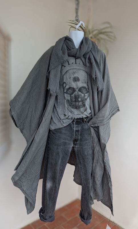 Leinen-Kimono grau UNISEX