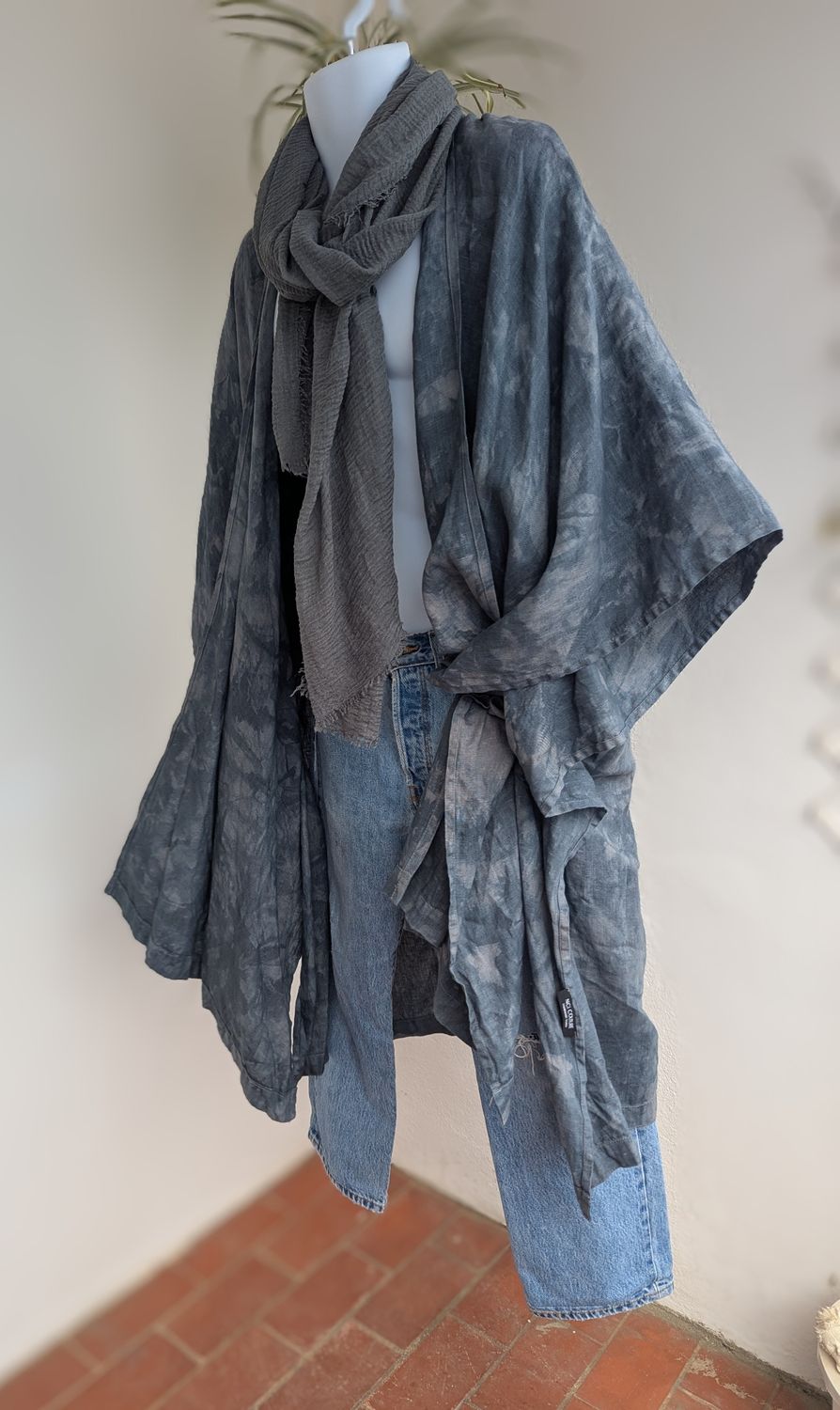 Leinen-Kimono batik grau UNISEX Leinen-Kimono batik grau UNISEX