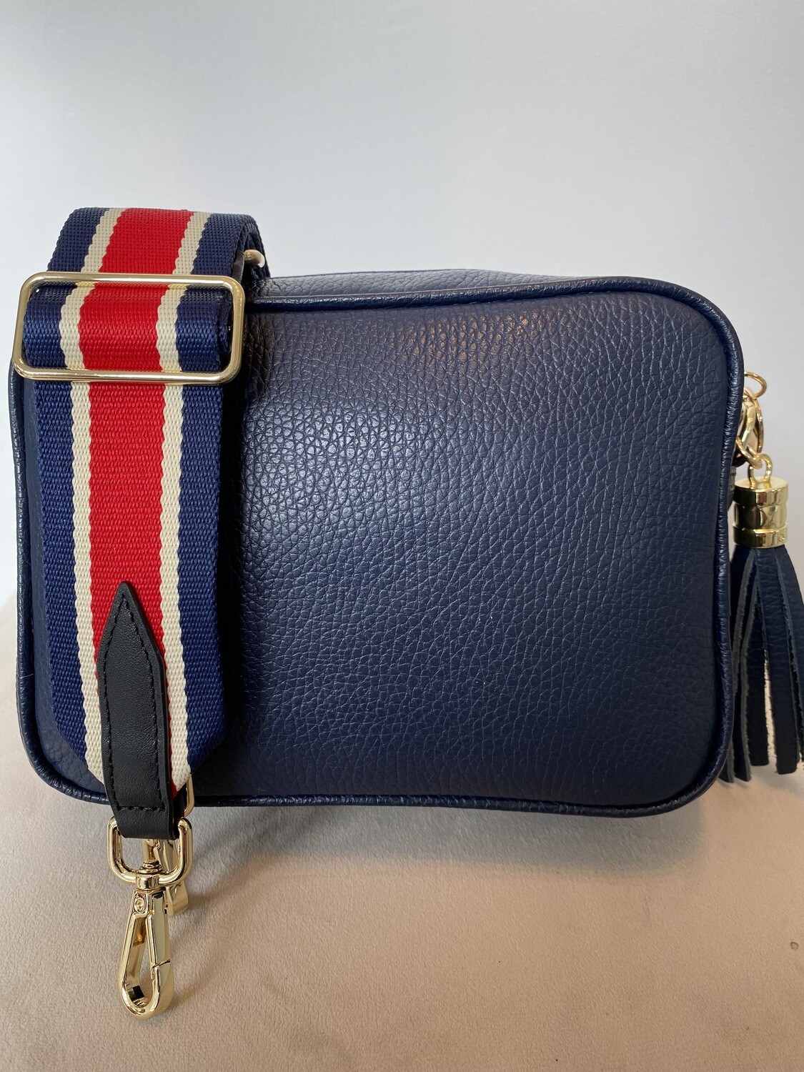 Navy Leather Camera Bag
