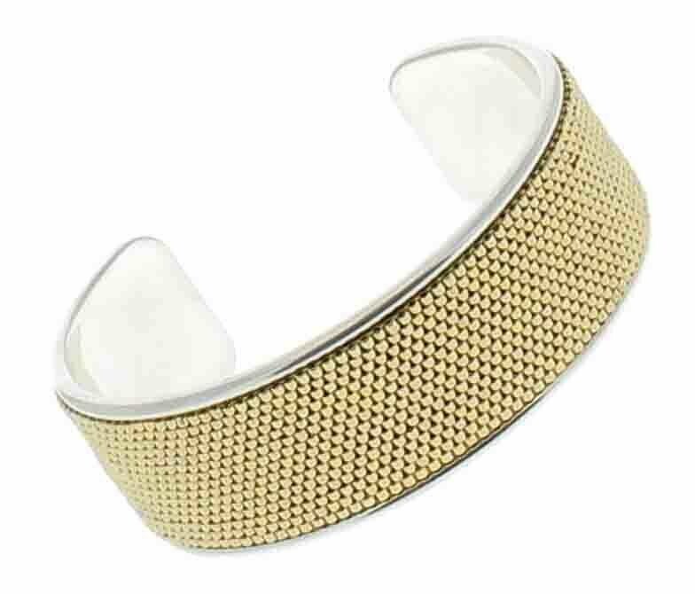 Bracelet jonc et perles tissées, Jonc: Plaqué argent