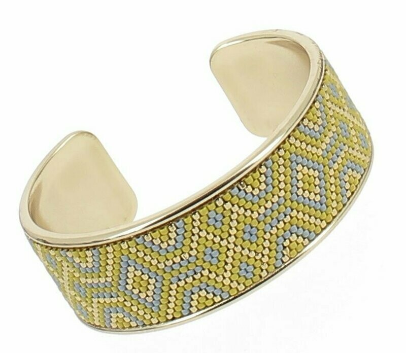 Bracelet jonc et perles tissées