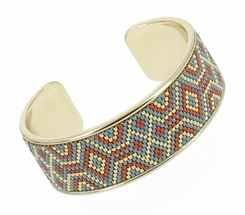 Bracelet jonc et perles tissées