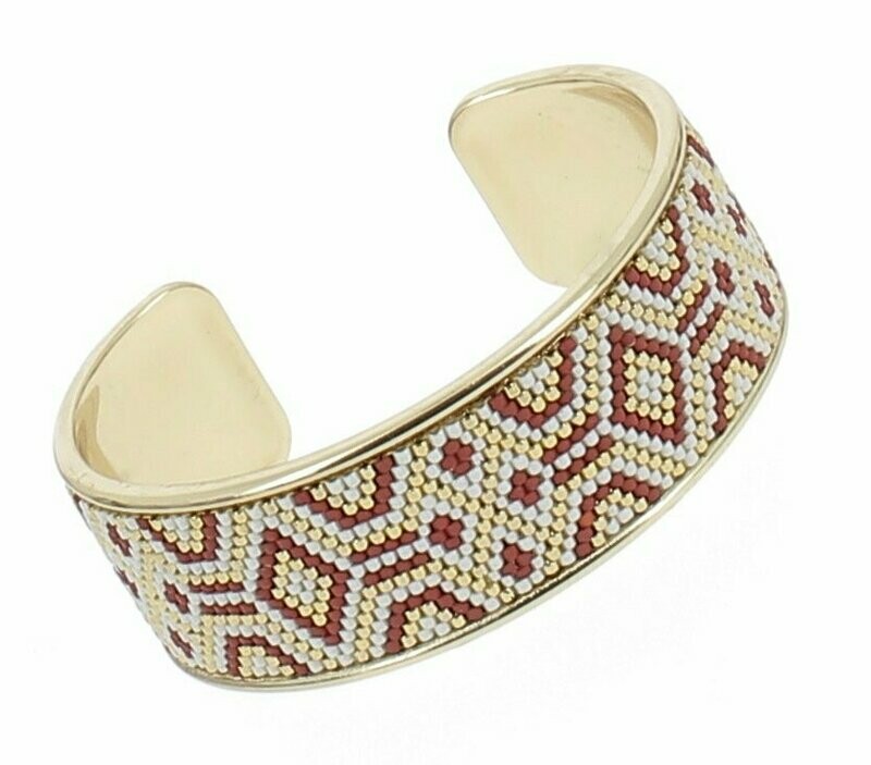 Bracelet jonc et perles tissées
